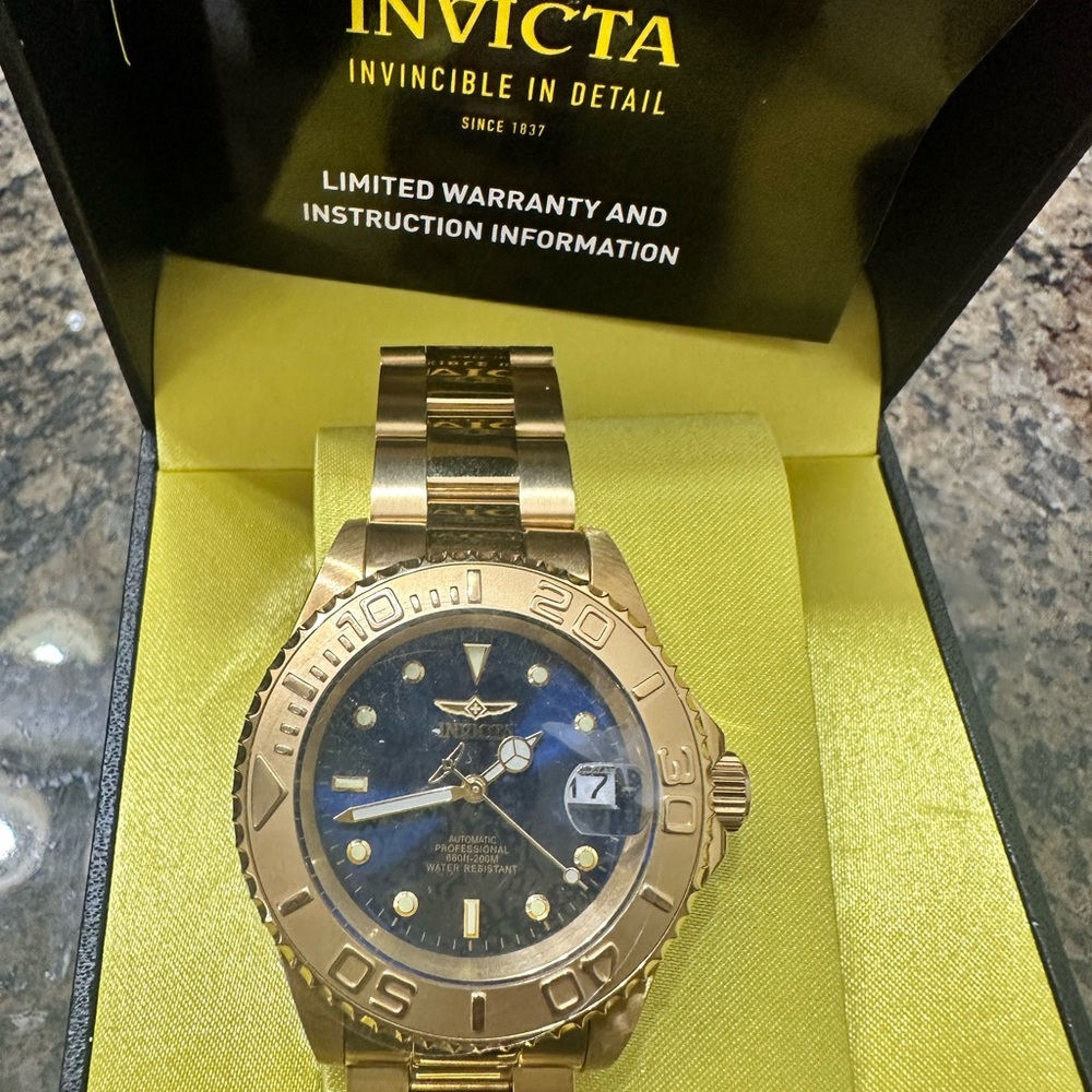 Invicta Gold Watch with Blue Dial - SOLD